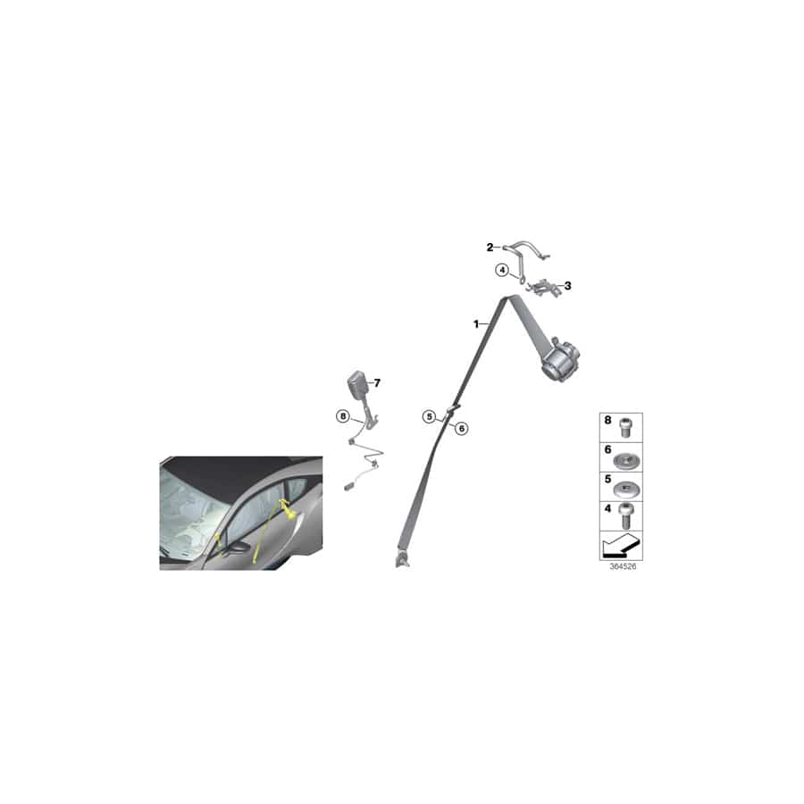 Genuine BMW 72117313160 Upper Belt, Front Right SCHWARZ (Inc. i8)