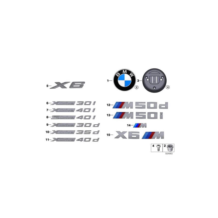 Genuine BMW 51148094559 G06 Emblem -M- (Inc. X6 M50dX & X6 M50iX)
