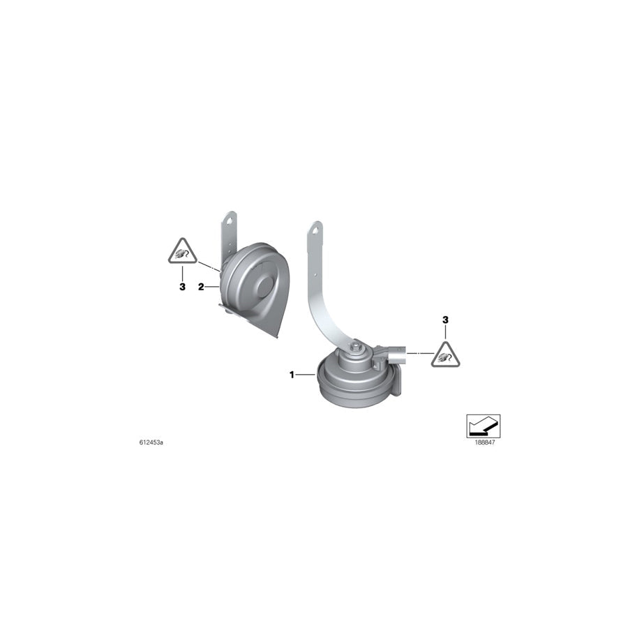 Genuine BMW 61337191718 E89 Horn, High Pitch (Inc. Z4 30i, Z4 35is & Z4 20i)