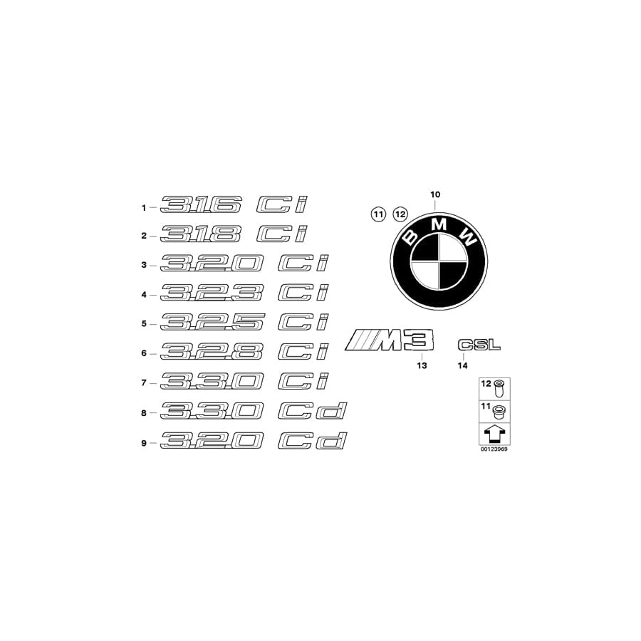 Genuine BMW 51148240124 E46 Emblem Adhered Rear - 328CI - (Inc. 328Ci)