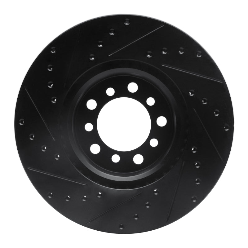 R1 Concepts R1 85-91 Mercedes-Benz 300SD Front Right Drilled & Slotted Black Brake Rotor