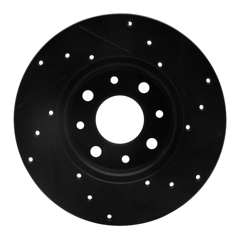 R1 Concepts R1 13-19 Fiat 500E Rear Left Drilled & Slotted Black Brake Rotor