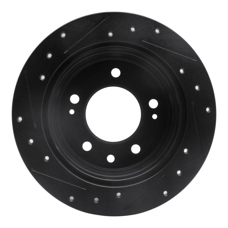 R1 Concepts R1 09-16 Hyundai Tucson Rear Right Drilled & Slotted Black Brake Rotor