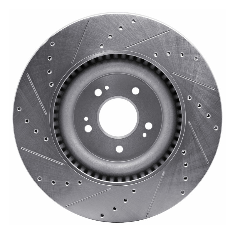 R1 Concepts R1 18-20 Genesis G80 Front Right Drilled & Slotted Silver Brake Rotor