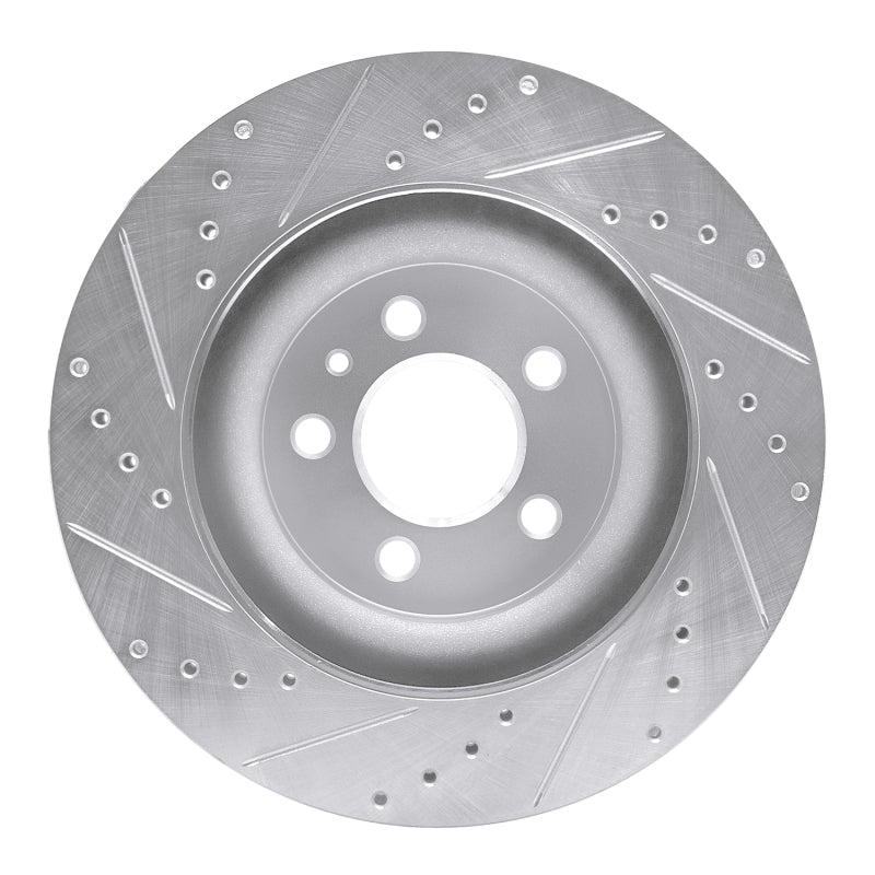 R1 Concepts R1 11-14 Ford Mustang Front Right Drilled & Slotted Silver Brake Rotor