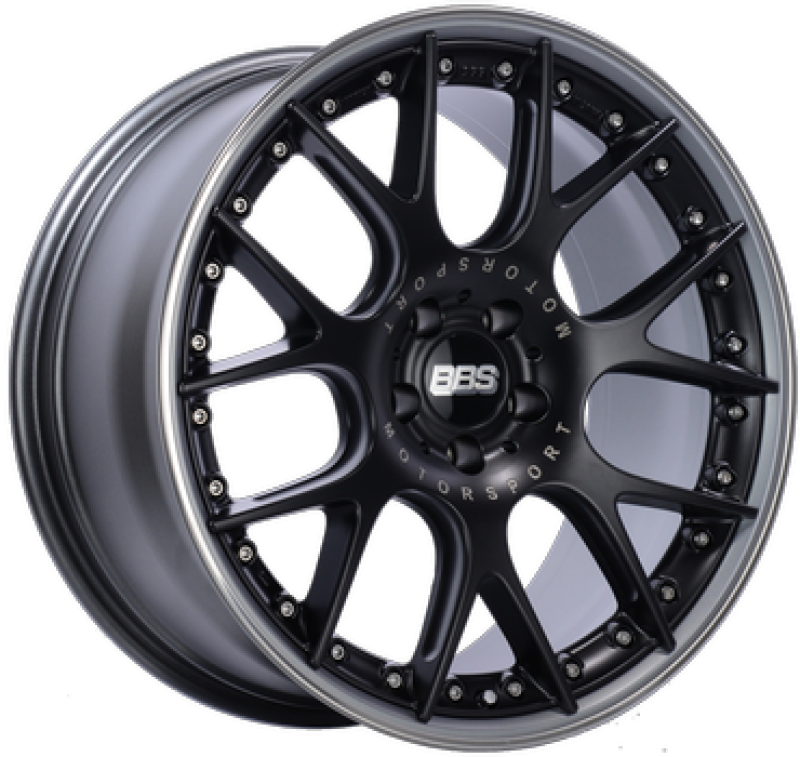 BBS CH-RII 21x9.5 5x112 Satin Black Wheel w/ Polished SS Lip w/ Motorsport Etch