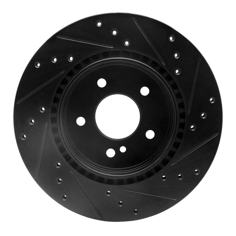 R1 Concepts R1 98-09 Chrysler Crossfire Rear Left Drilled & Slotted Black Brake Rotor