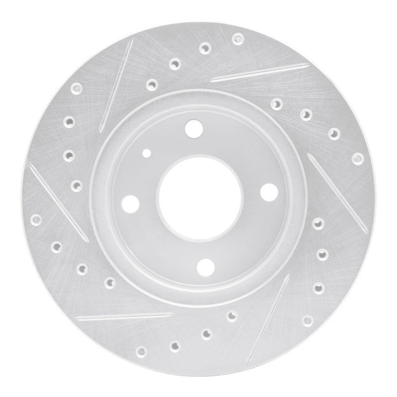 R1 Concepts R1 85-89 Merkur XR4TI Front Right Drilled & Slotted Silver Brake Rotor