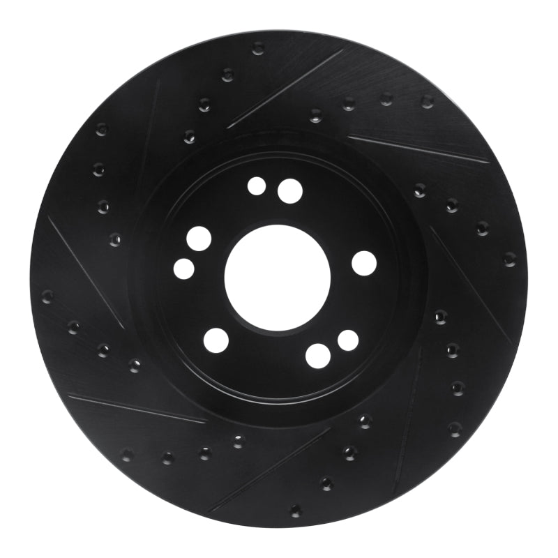 R1 Concepts R1 90-98 Mercedes-Benz 300SL Front Right Drilled & Slotted Black Brake Rotor