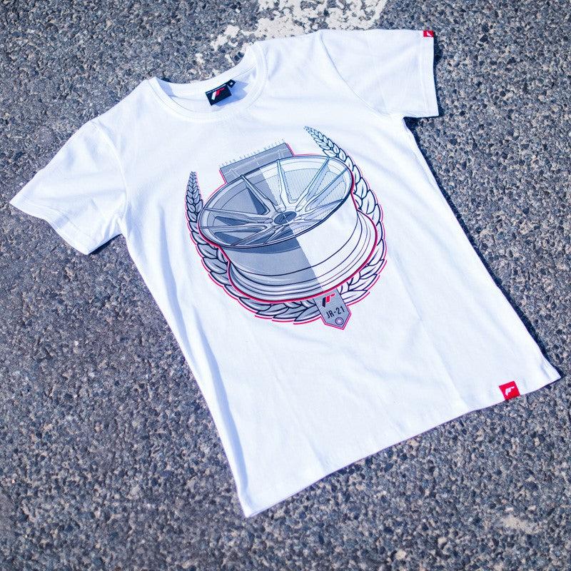 JR Wheels TSHIRT-MJR21W-L JR Men's T-Shirt JR-21 Laurel White Size L