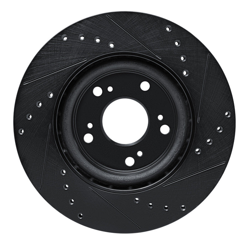 R1 Concepts R1 12-16 Honda CR-V Front Left Drilled & Slotted Black Brake Rotor