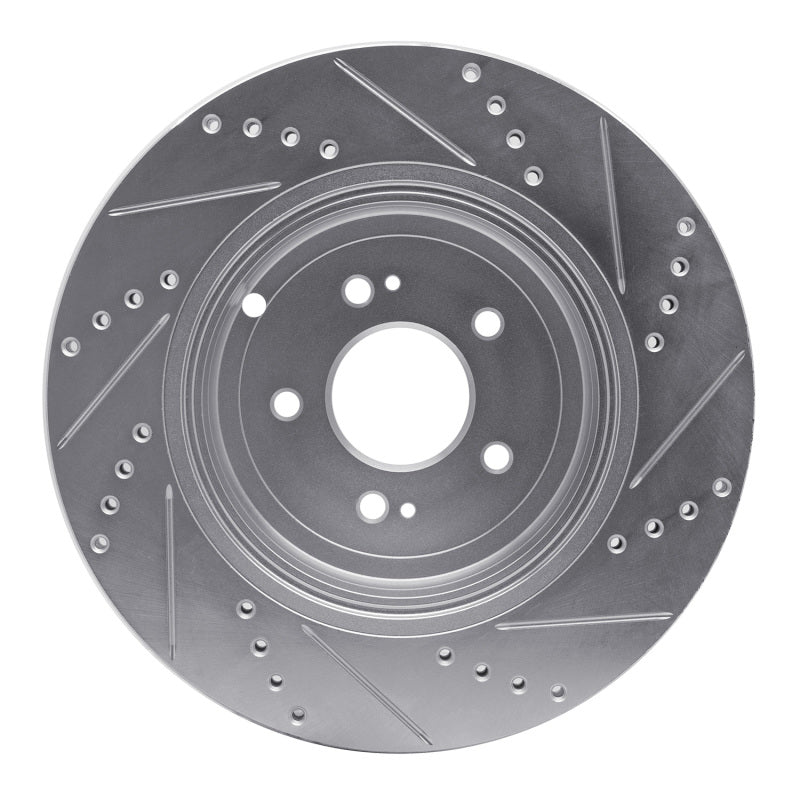 R1 Concepts R1 18-25 Genesis G70 Rear Left Drilled & Slotted Silver Brake Rotor