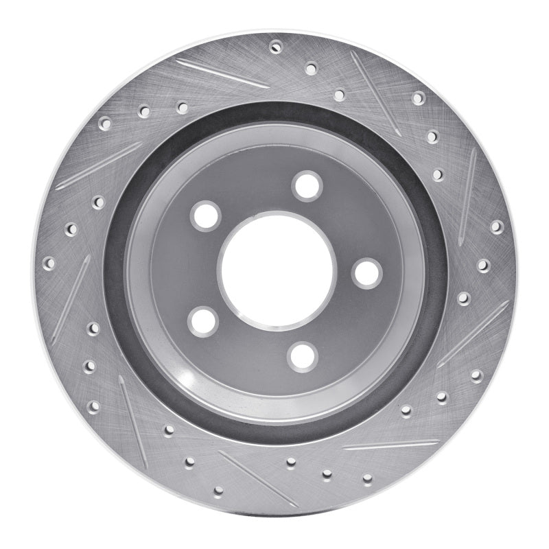 R1 Concepts R1 94-04 Ford Mustang Rear Left Drilled & Slotted Silver Brake Rotor