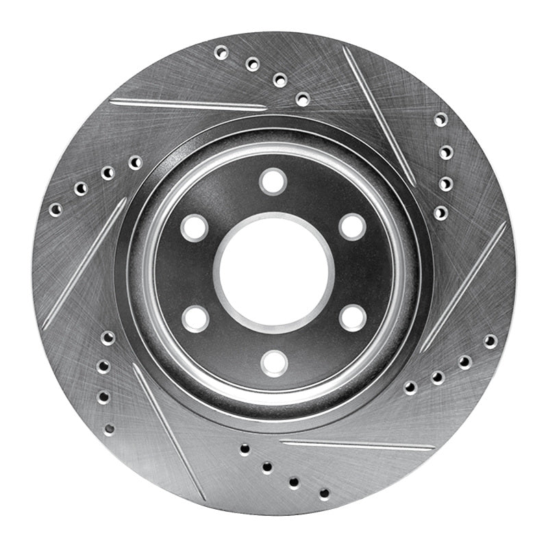 R1 Concepts R1 05-25 Nissan Frontier Front Left Drilled & Slotted Silver Brake Rotor