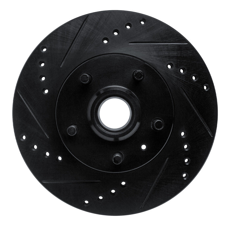 R1 Concepts R1 82-87 Volvo 740 Front Left Drilled & Slotted Black Brake Rotor