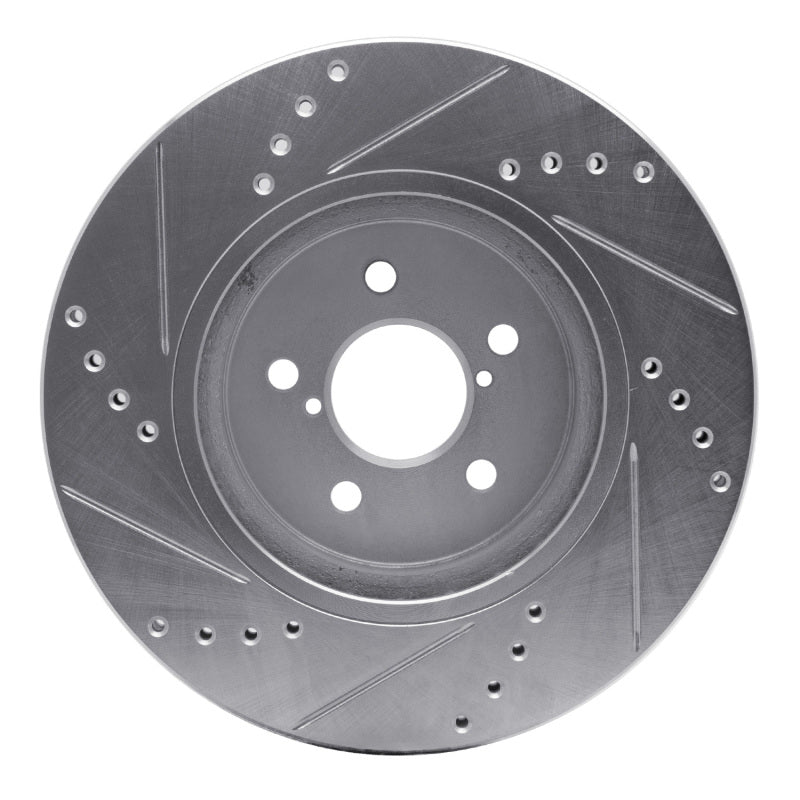 R1 Concepts R1 17-23 Subaru Impreza Front Right Drilled & Slotted Silver Brake Rotor