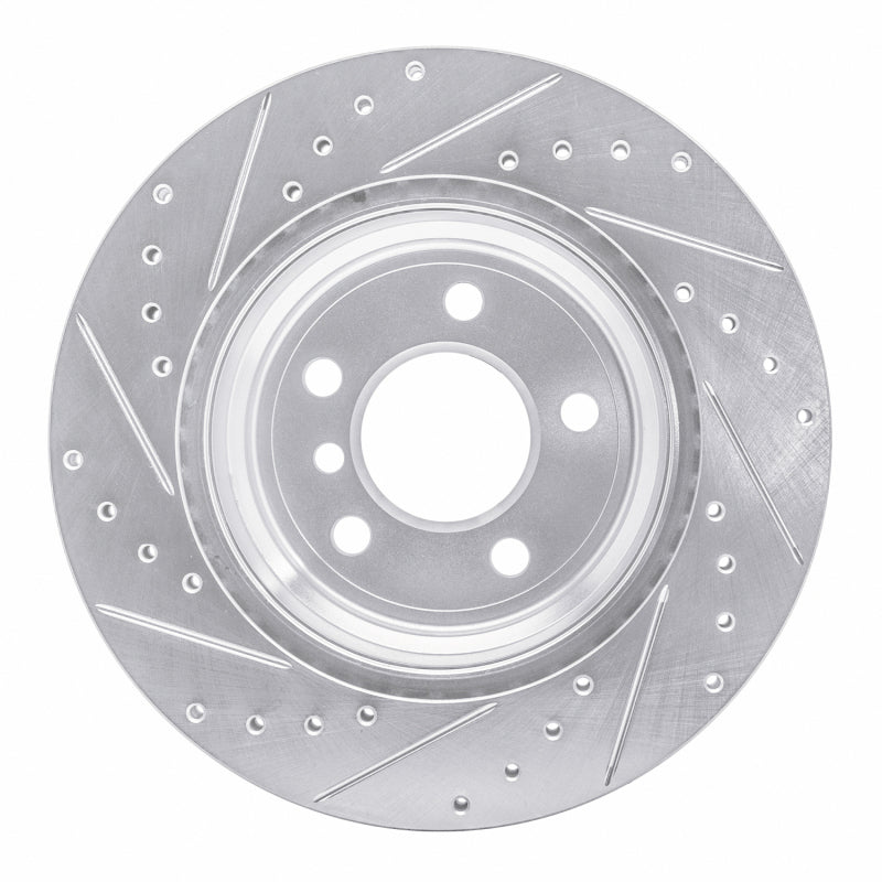 R1 Concepts R1 07-19 BMW X6 Rear Right Drilled & Slotted Silver Brake Rotor