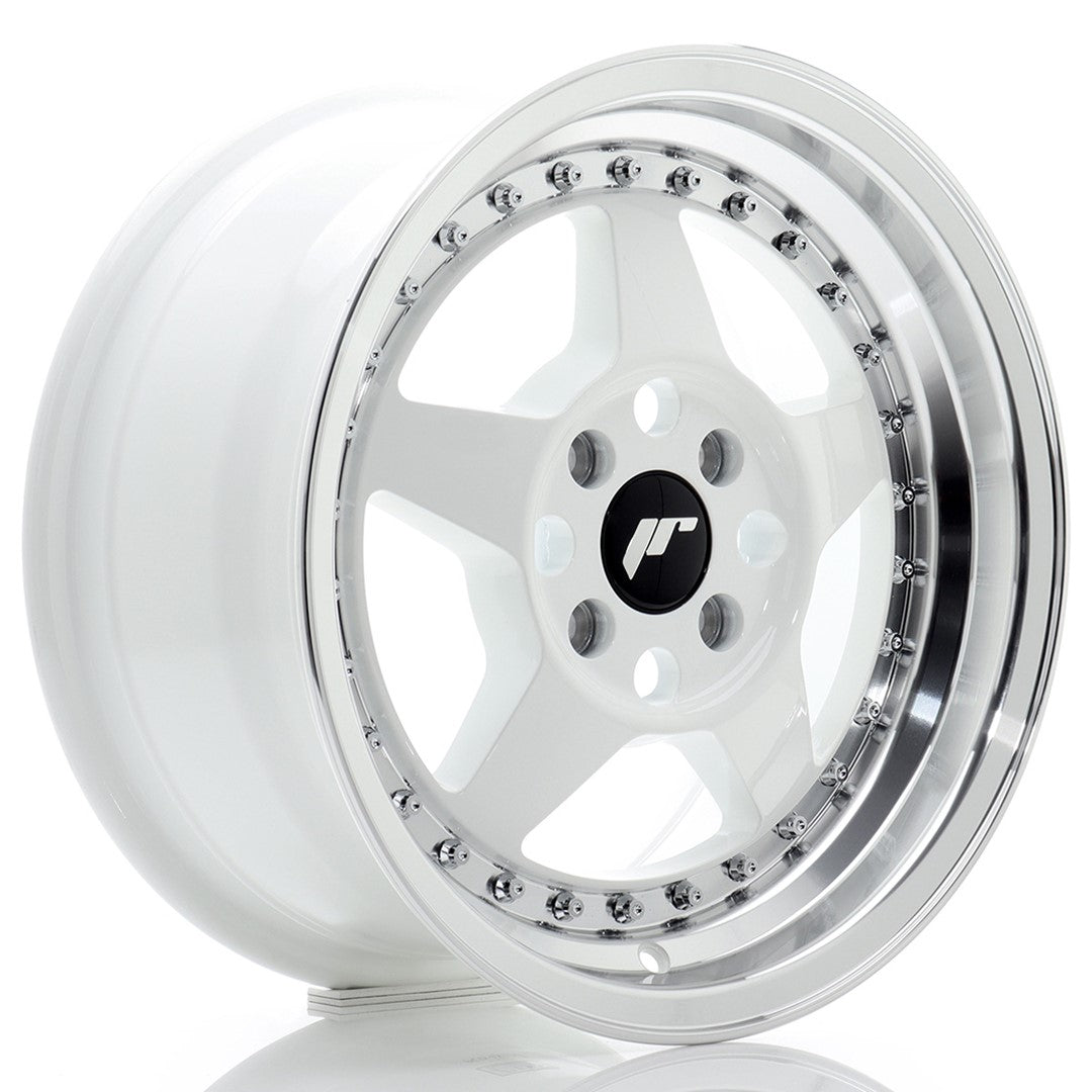 JR Wheels JR615704H3567WL1 - JR6 15x7 ET35 4x100 White w/ Machined Lip
