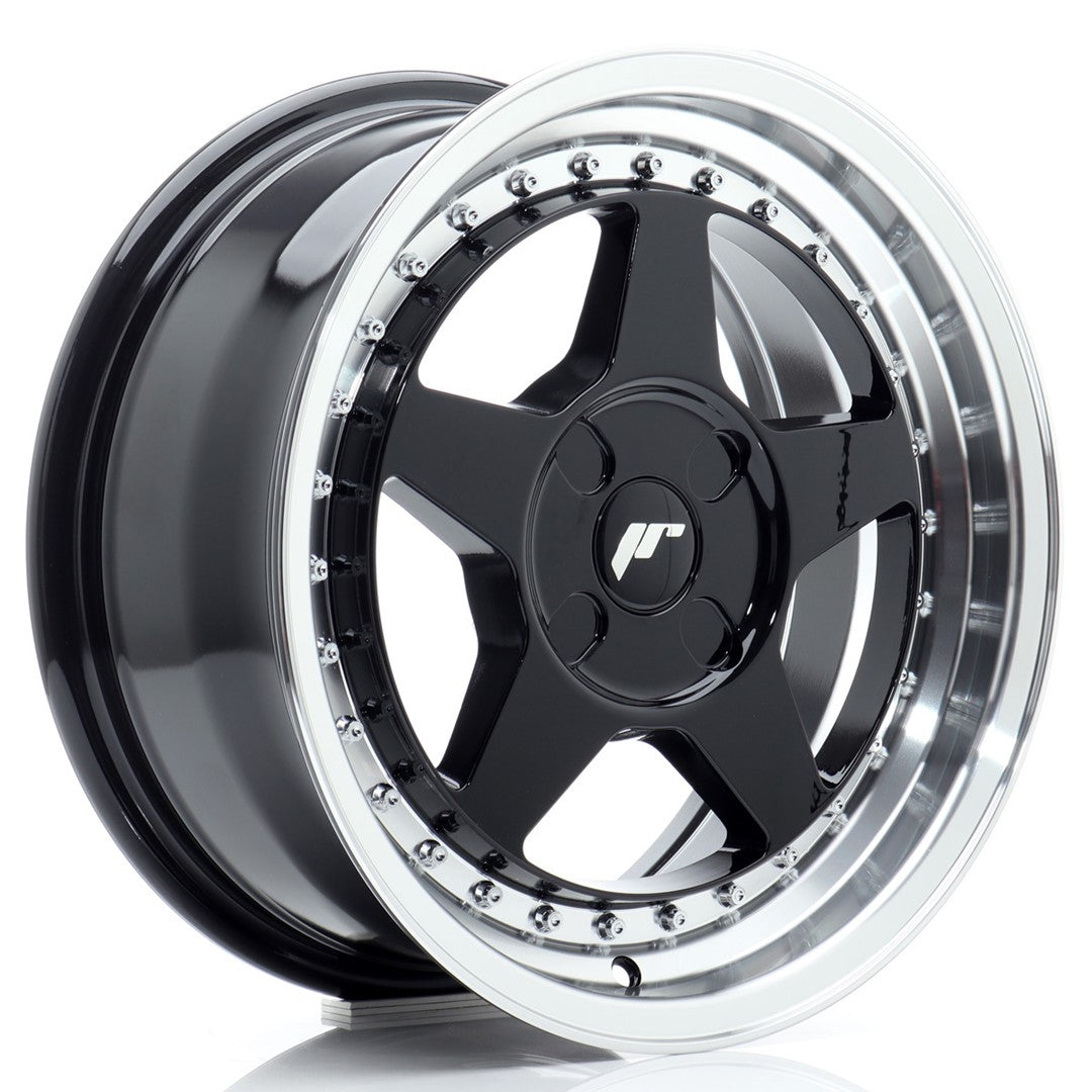 JR Wheels JR616704X2067GBL1 JR Wheels JR6 16x7 ET20-35 4H BLANK Gloss Black w/ Machined Lip
