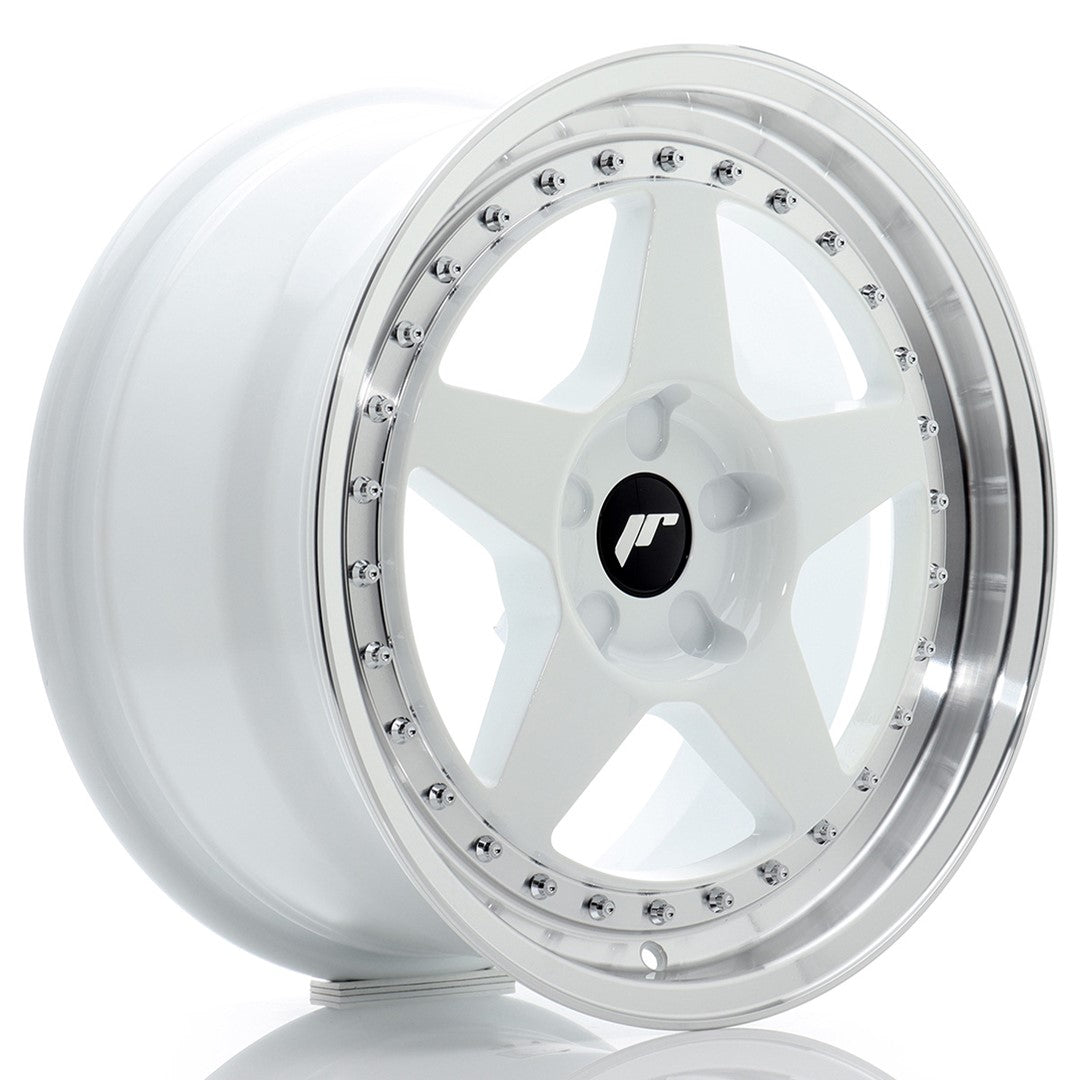 JR Wheels JR617805X2072WL1 - JR6 17x8 ET20-35 5H BLANK White w/ Machined Lip