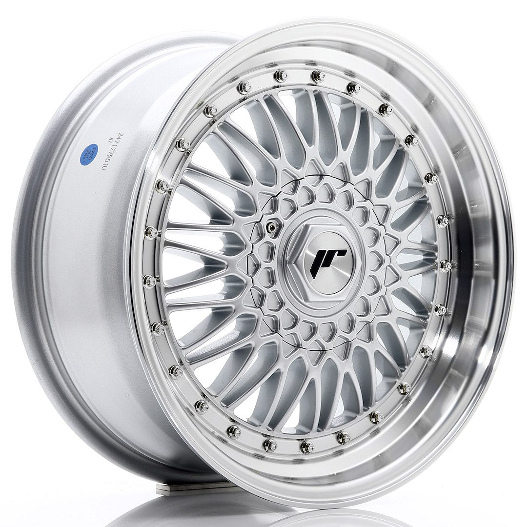 JR Wheels JR91775142074SS JR Wheels JR9 17x7,5 ET20 4x100/108 Silver w/ Machined Lip+Silver Rivets