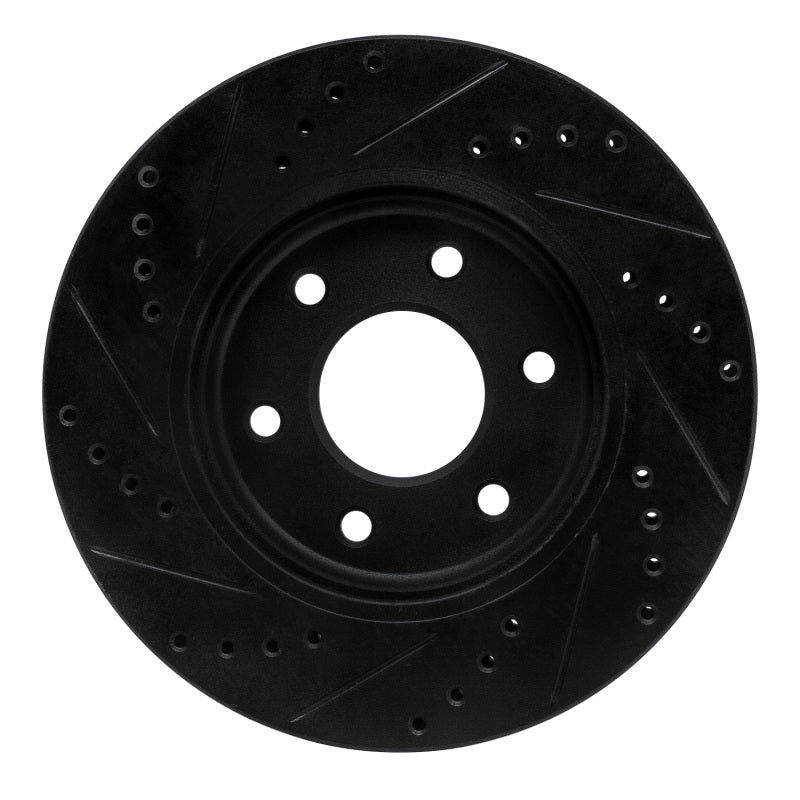 R1 Concepts R1 05-21 Nissan Frontier Front Right Drilled & Slotted Black Brake Rotor