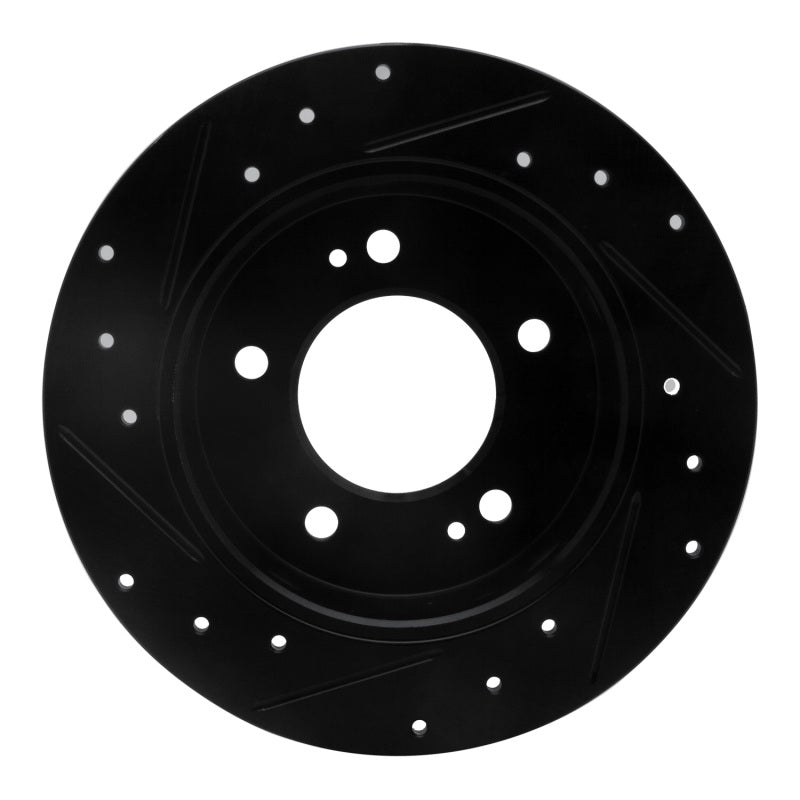 R1 Concepts R1 11-25 Hyundai Elantra Coupe Rear Right Drilled & Slotted Black Brake Rotor