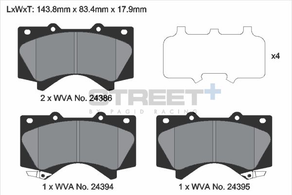 PAGID Racing T8070SP2001 STREET+ Brake Pads