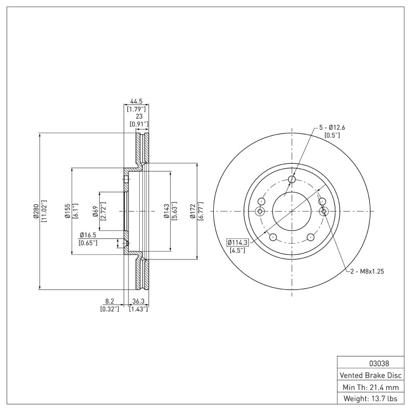 DFC 18-23 Hyundai Kona Front Brake Rotor