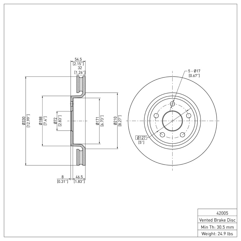 DFC 11-22 Dodge Durango Front Brake Rotor