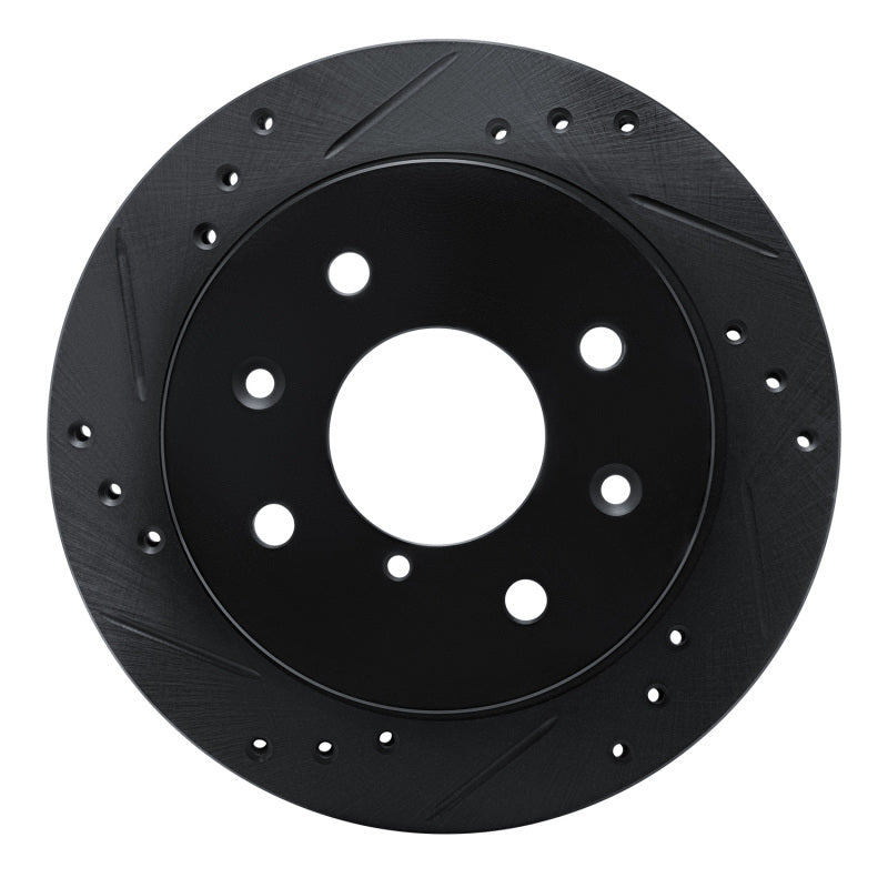 R1 Concepts R1 84-85 Mazda RX-7 Rear Left Drilled & Slotted Black Brake Rotor
