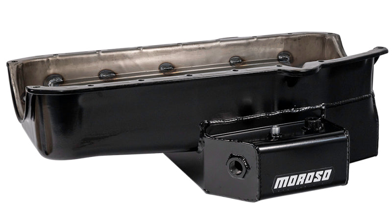 Moroso Pre-80 Chevrolet SBC (w/2 Pc Seal & Low Clearance) Wet Sump 7qt 7in Steel Oil Pan - Black