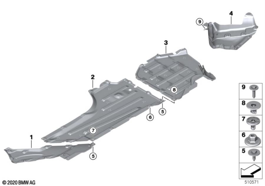 Genuine BMW 51758082061 G87 M2 Underbody Paneling, Rear Left