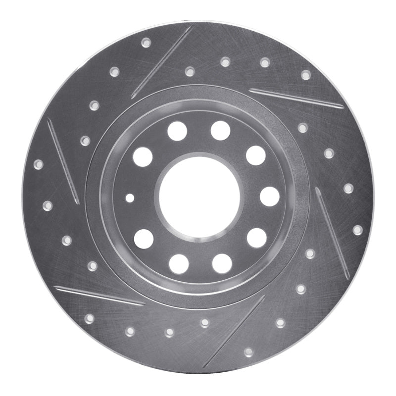 R1 Concepts R1 05-25 Audi A3 Rear Right Drilled & Slotted Silver Brake Rotor