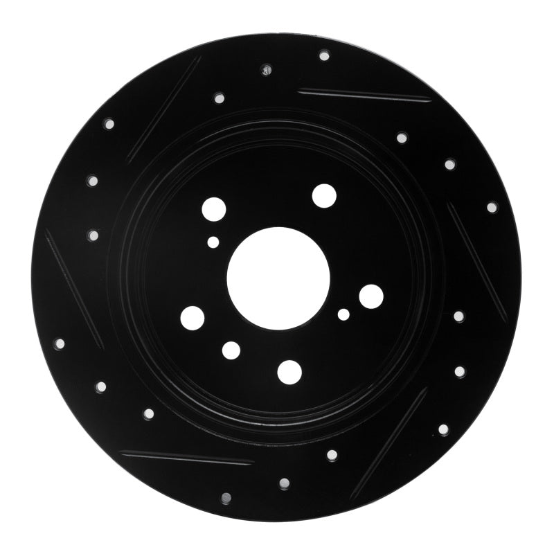 R1 Concepts R1 07-12 Lexus ES350 Rear Right Drilled & Slotted Black Brake Rotor