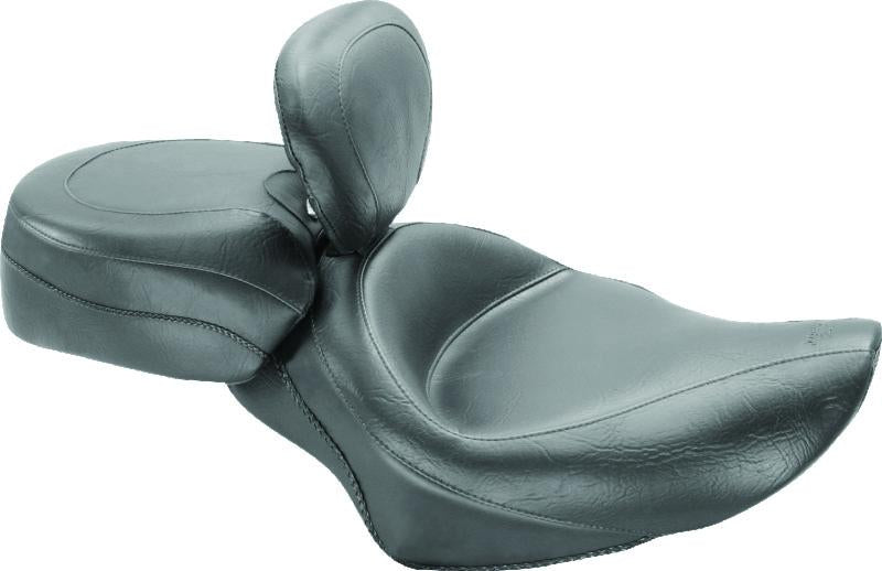 Mustang Motorcycle Mustang 04-21 Harley Sportster Wide Touring Solo Seat w/Driver Backrest - Black