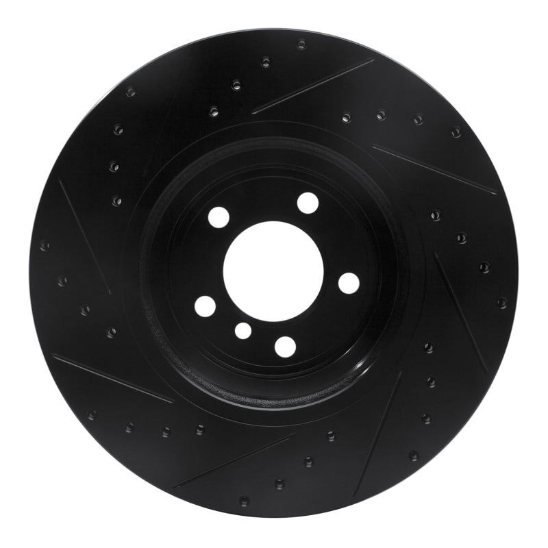 R1 Concepts R1 02-08 BMW 760LI Front Right Drilled & Slotted Black Brake Rotor