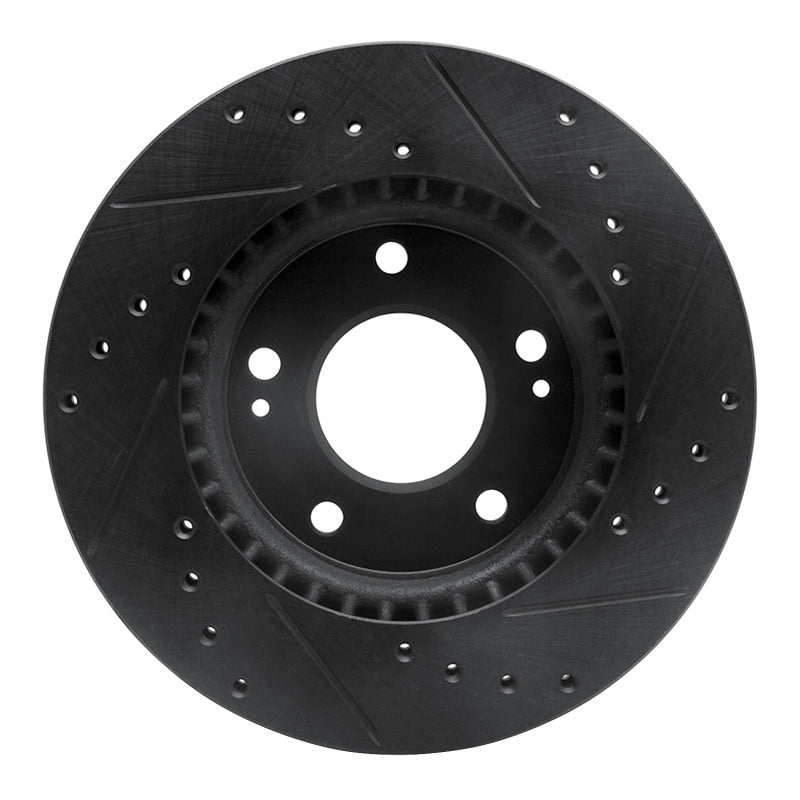 R1 Concepts R1 07-10 Hyundai Elantra Front Left Drilled & Slotted Black Brake Rotor