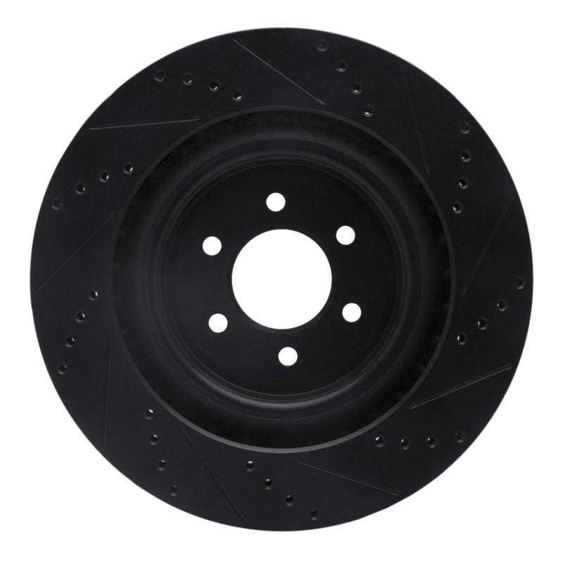 R1 Concepts R1 03-17 Dodge Viper Rear Left Drilled & Slotted Black Brake Rotor