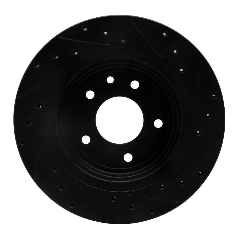 R1 Concepts R1 95-06 Jaguar XJ8 Rear Left Drilled & Slotted Black Brake Rotor