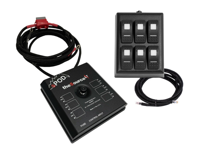 sPOD SourceLT on RAM Mount w/Amber LED Switch Panel for 36in Battery Cables