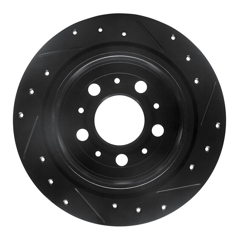 R1 Concepts R1 97-98 Volvo V90 Rear Left Drilled & Slotted Black Brake Rotor