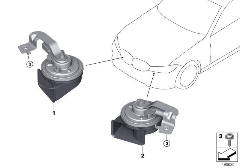 Genuine BMW 61335A6FE43 Air Horn, High-Frequency, Electronic