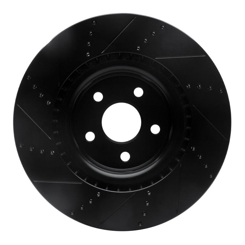 R1 Concepts R1 2012-2025 Dodge Durango Front Right Drilled & Slotted Black Brake Rotor