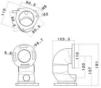 Turbozentrum 249082 63,5mm 90° Guss Downpipe fur Golf 4 fur Turbokrummer TMW08T3