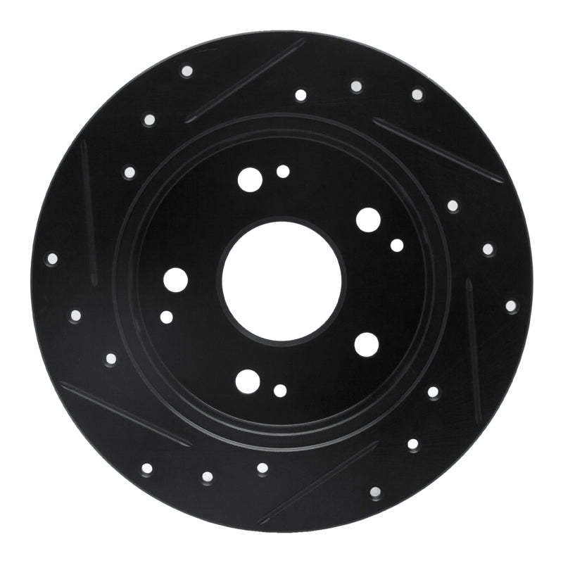 R1 Concepts R1 97-06 Acura Integra Rear Right Drilled & Slotted Black Brake Rotor