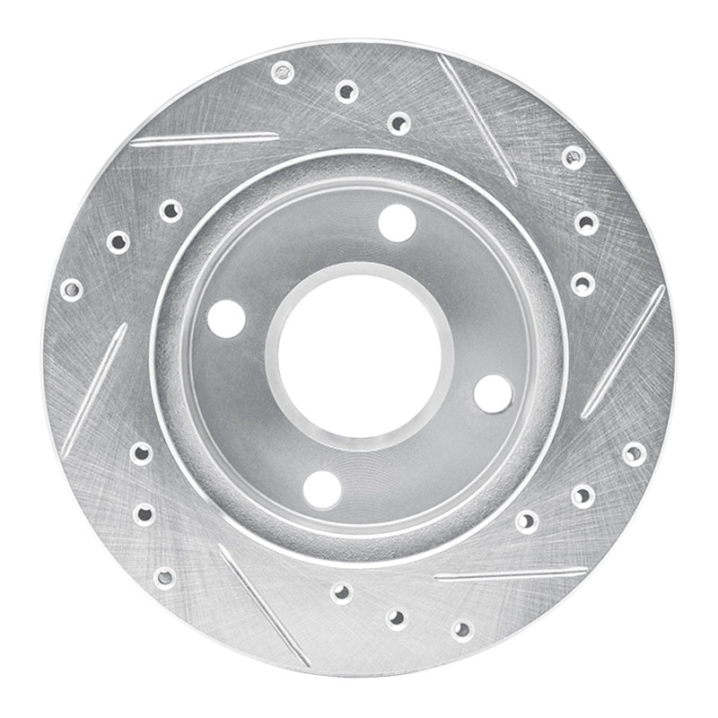 R1 Concepts R1 81-94 Ford Escort Front Left Drilled & Slotted Silver Brake Rotor