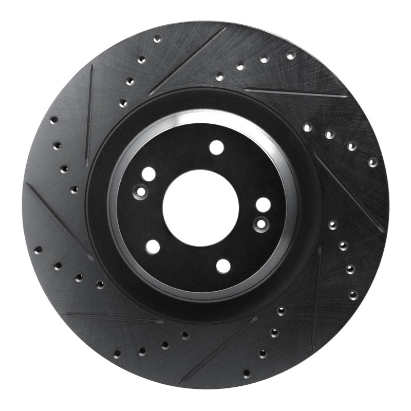 R1 Concepts R1 -22 Hyundai Veloster N Front Left Drilled & Slotted Black Brake Rotor