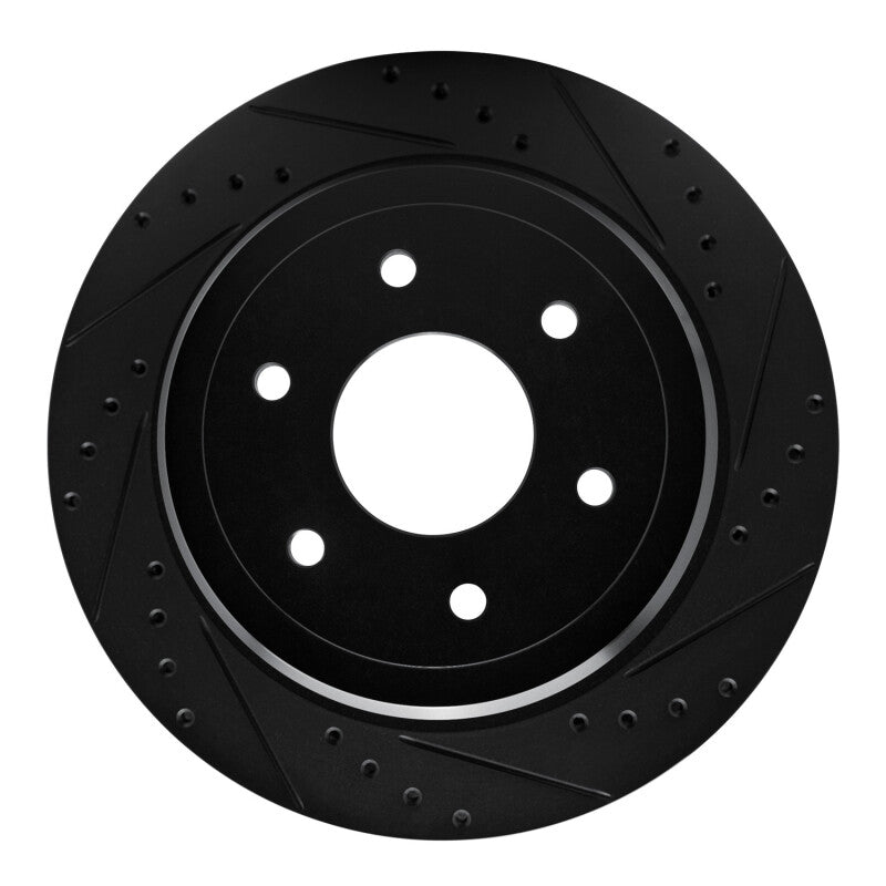 R1 Concepts R1 16-24 Nissan Titan XD Rear Right Drilled & Slotted Black Brake Rotor