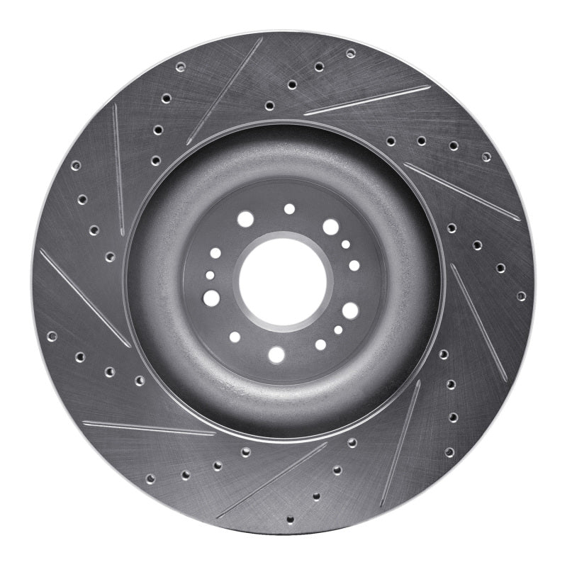 R1 Concepts R1 17-22 Genesis G90 Front Right Drilled & Slotted Silver Brake Rotor